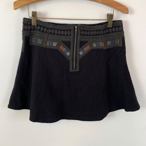 Free People New Romantics Mini Skirt Tribal Cheer Aztec Black XS Embroidered - Picture 5 of 11